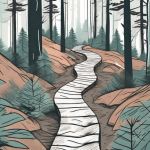 A trail running path winding through a forest