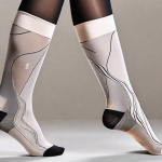 A pair of thuasne class 1 compression stockings laid out neatly