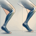 A compression stocking being stretched over a leg-shaped object
