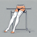 A pair of compression stockings draped over a "do not" sign