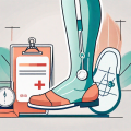 Compression stockings next to a health insurance card and a stylized cashback icon