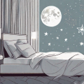 Compression stockings laid on a bed with a moon and stars in the background