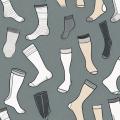 Different types of compression stockings neatly arranged in a classroom setting