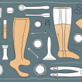 Compression stockings and various tools used by caregivers