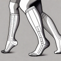 A pair of compression stockings with a measuring tape wrapped around them