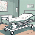 Compression stockings placed next to a hospital bed with a surgical tray in the background