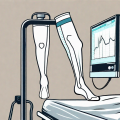 Compression stockings next to a medical tool used for laparoscopy