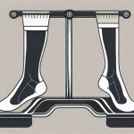 A pair of silicone-free compression stockings with a balance scale