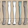 Several pairs of compression stockings in different stages of wear and tear