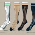 Three different types of compression stockings arranged in a row