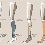 Compression stockings from bastide laid out neatly with a step-by-step visual guide showing the process of putting them on
