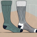 A pair of regular socks next to a pair of compression stockings