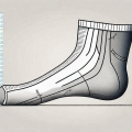 Compression stockings with a measuring tape wrapped around them