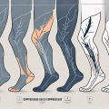 Compression stockings neatly laid out with a step-by-step visual guide of how to put them on