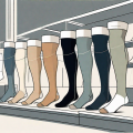 Several types of compression stockings displayed on mannequin legs in a store setting