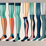 Various types of compression stockings displayed in a row