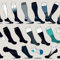 Various types of compression stockings displayed neatly