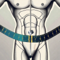 A measuring tape wrapped around a generic silhouette of a human body