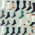 Several types of women's compression stockings displayed neatly