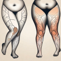 A pair of legs with different stages of lipedema