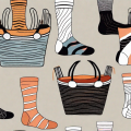 A variety of compression socks in different colors and patterns