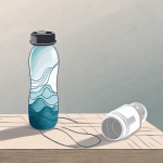 Compression stockings neatly placed next to a water bottle