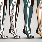 Transparent compression stockings displayed stylishly on a mannequin leg