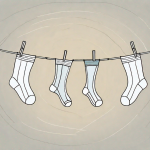 Compression stockings hung on a clothesline
