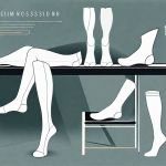 Several white compression stockings displayed in a variety of styles and settings