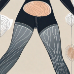 Compression stockings placed next to a simplified