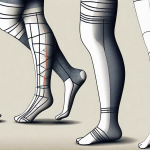 Different sizes of compression stockings neatly displayed