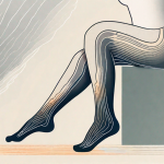 Compression stockings placed next to a silhouette of a swollen leg to represent the benefits of compression stockings for lipedema